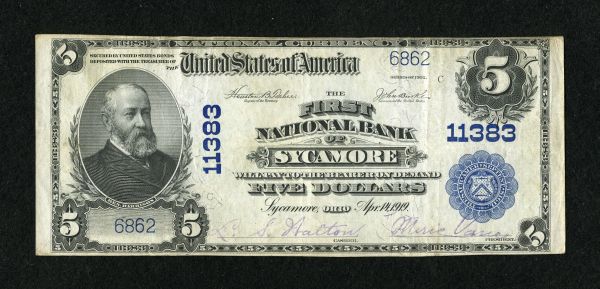 Sycamore, OH, Ch.#11383, 1902PB $5, Ch.VF
